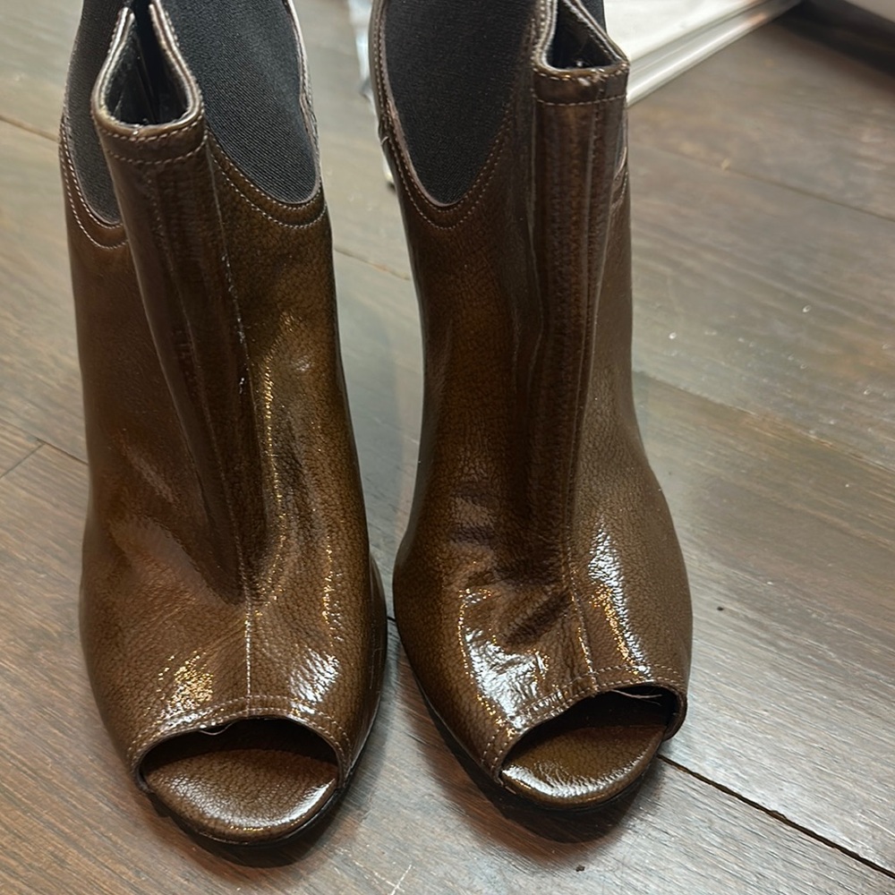 Elegant Brown Peep-Toe Ankle Boots